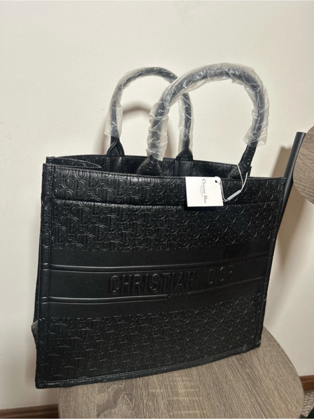 Dior Black Embossed Christian Dior Tote